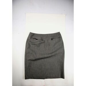 Apostrophe Stretch Womens Pencil Skirt Gray Herringbone Career Office Size 8